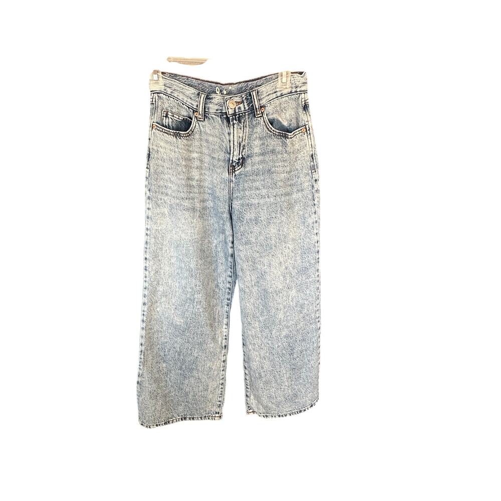 Acid wash blue denim baggy jeans